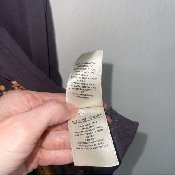 Anthropologie Vanessa Virginia Antala Peplum Top grey orange embroidered size M - Picture 7 of 15